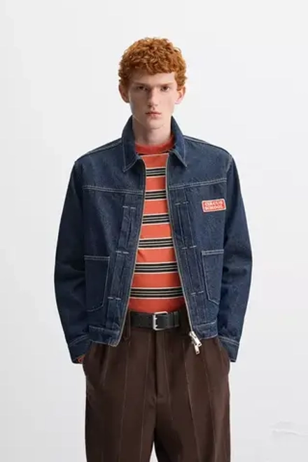 ZARA Х HARRY LAMBERT ДЖИНСОВАЯ КУРТКА, СИНИЙ