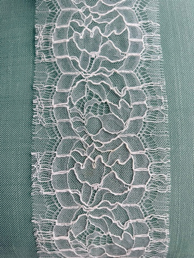 Кружево тонкое на сетке ширина 15см цвет молочно-белый Италия 1 м