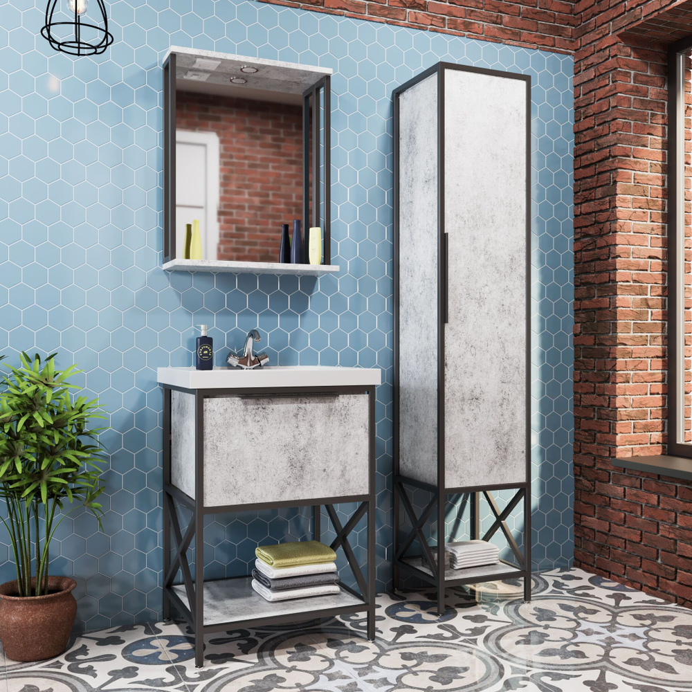 Зеркало с  подсветкой MIXLINE Бруклин-60 бетон (543940)