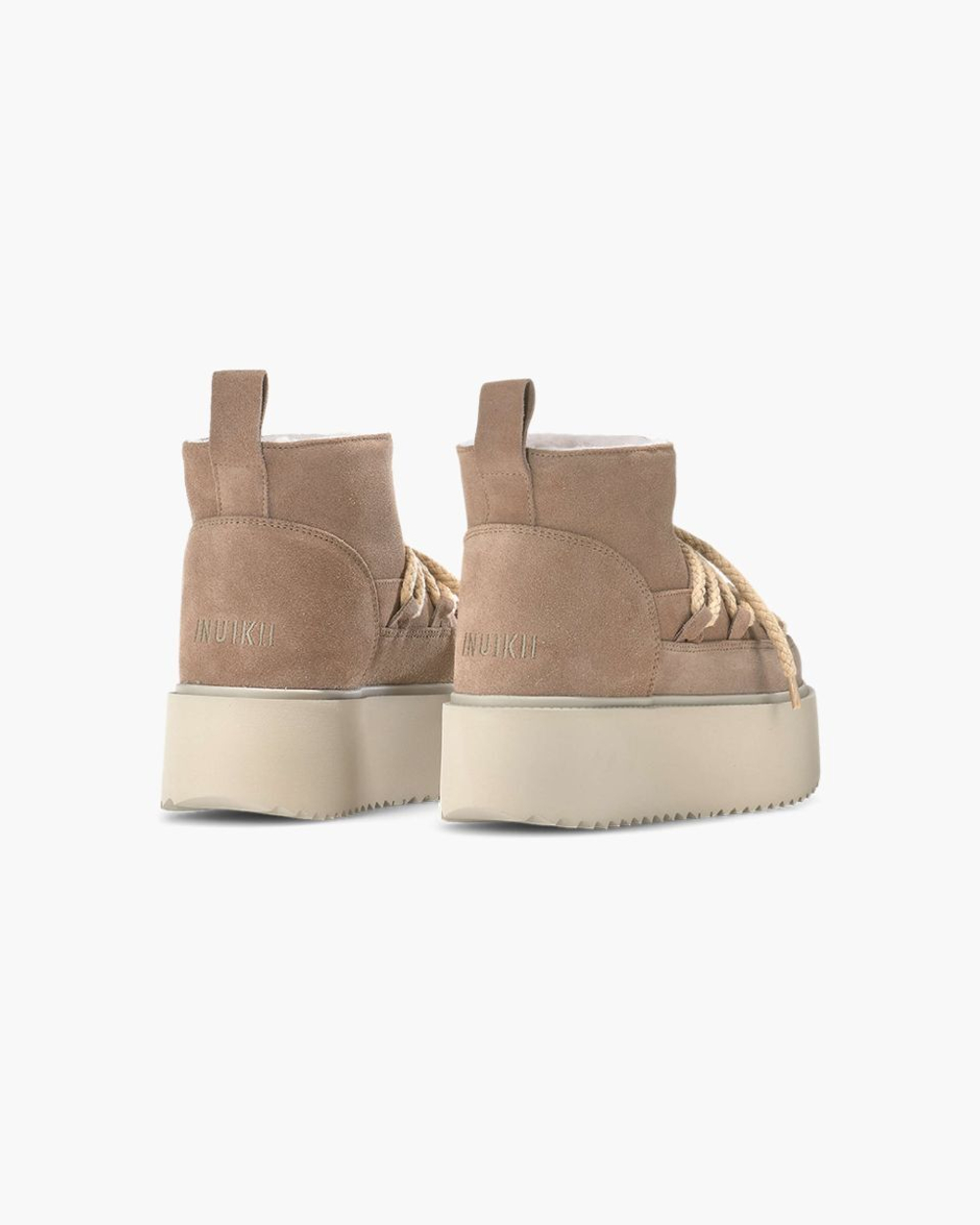 Замшевые полусапоги INUIKII 75204-004 Sneaker Classic Low Platform Beige на меху