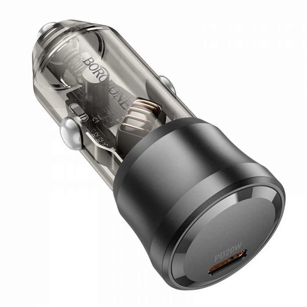 Автомобильный адаптер питания BOROFONE BZ24 PD 20W + кабель Type-C - Lightning (черный)