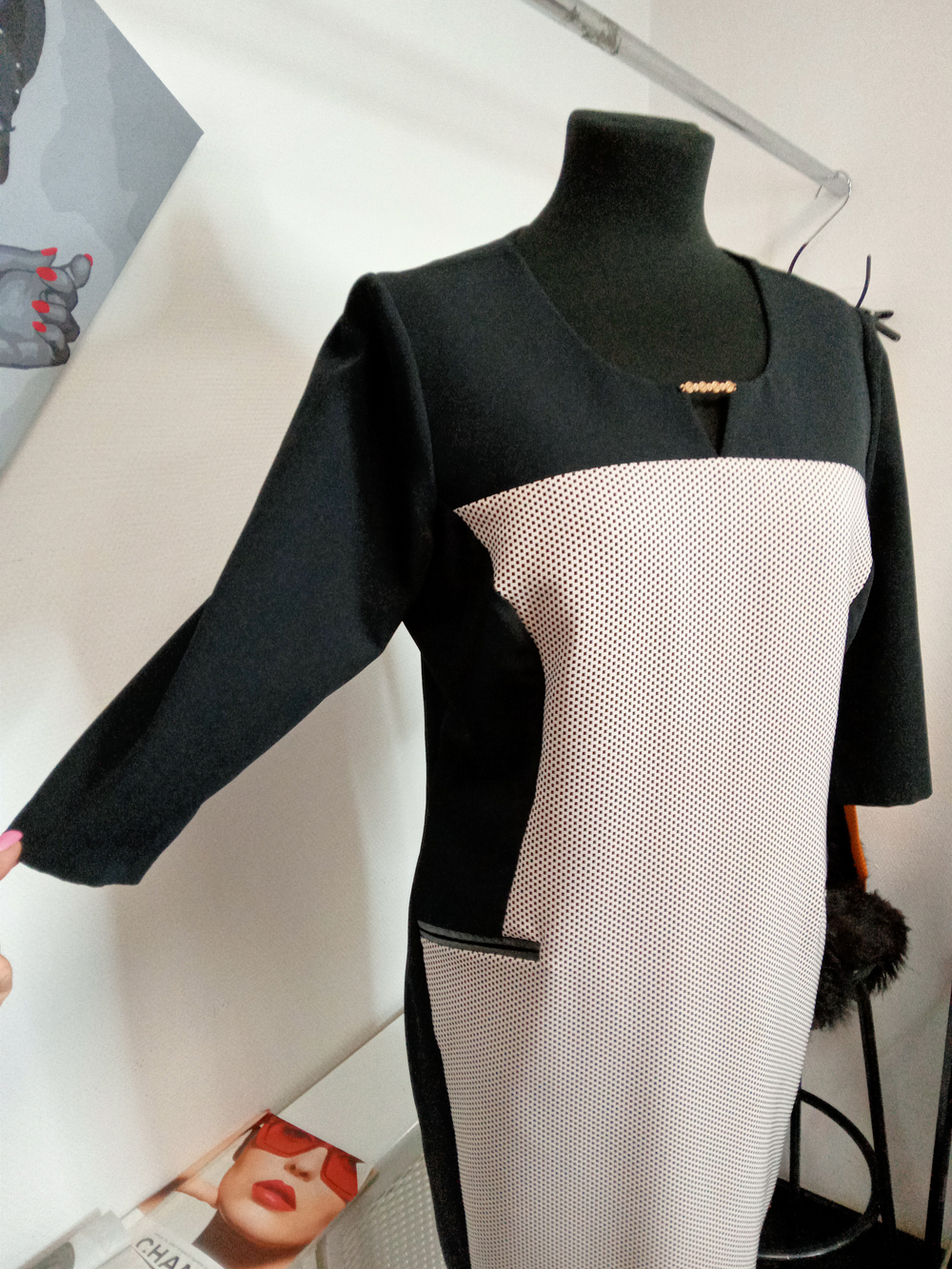 Платье чёрное комбинированное.Размер 50/52.Производство Турция.