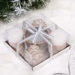 Свечи новогодние «Зимняя сказка» 11.5*11.5*5см (набор 5шт), Шампань