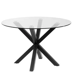 Стол Argo Ø120 см, стеклянная столешница, черные ножки