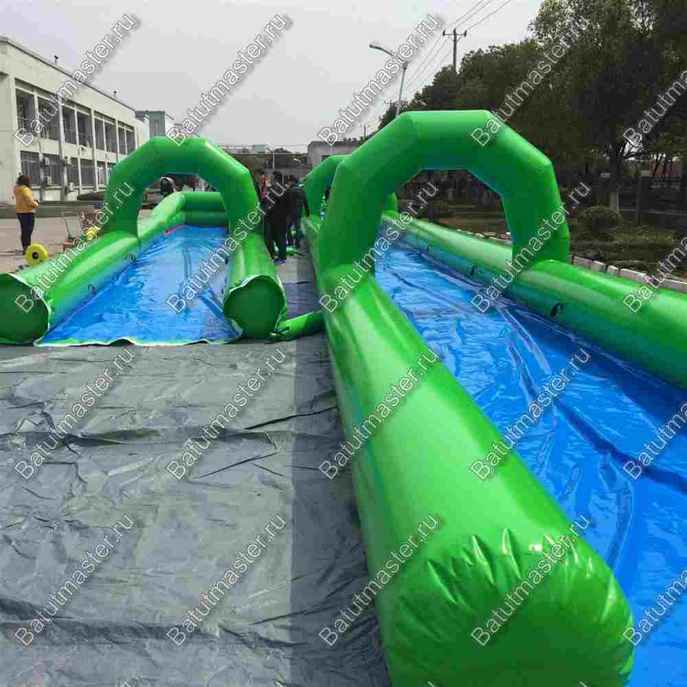 Водная горка без надувного дна, на подкачке ТУРБО "Хит", тройная, 120*6*2 м