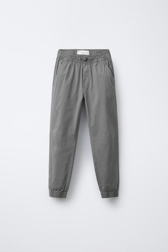 ZARA СПОРТИВНЫЕ БРЮКИ ИЗ ПОПЛИНА, СТАЛЬНОЙ СИНИЙ
