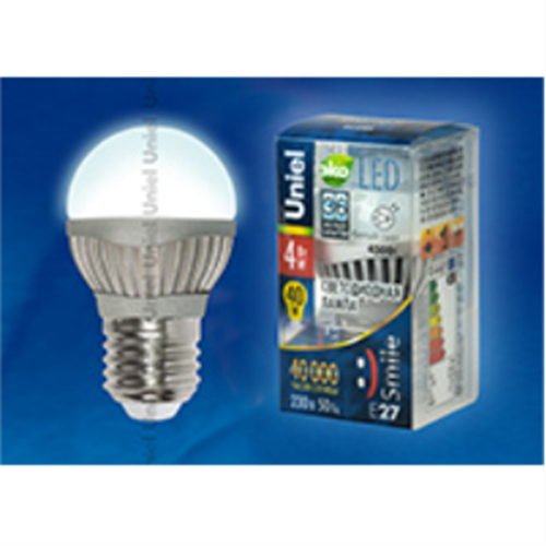 LED-G45-4W/NW/E27/FR ALS01SL Лампа светодиодная. Форма шар, матовая колба. Материал корпуса алюминий. Цвет свечения белый. Серия Aluminium Smile. Уп