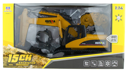 Радиоуправляемый экскаватор 3 в 1 15CH 1:14 2.4G HN1535-1, 3 металлические насадки в комплекте