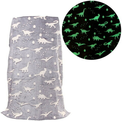 Плед 150*200см «Neon-Динозавры» светящийся, цвет серый, микрофлис Ультрамарин