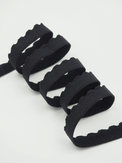 Резинка отделочная черная ажурная ширина 12 мм с учетом фестона