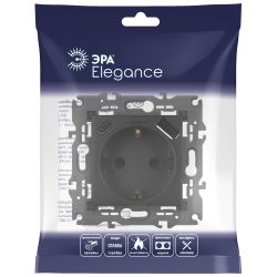 Розетка ЭРА Elegance 14-4108-05 2P+E 16A-250В со шторками с USB type-A+C 5В-3А антрацит