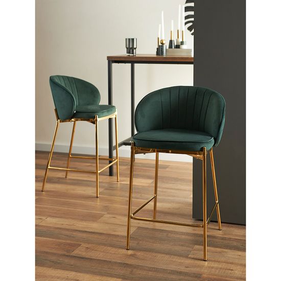 Стул полубарный coral, велюр, темно-зеленый