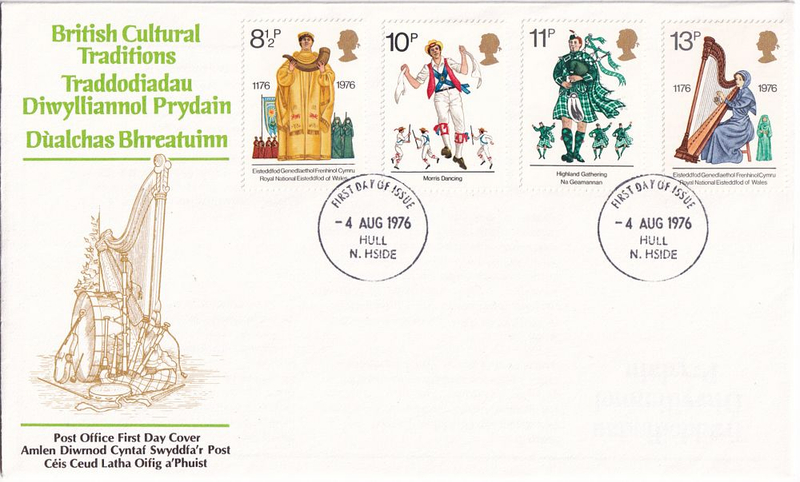 Конверт Первого дня Великобритании от 4 августа 1976 года с четырьмя марками и спецгашенем