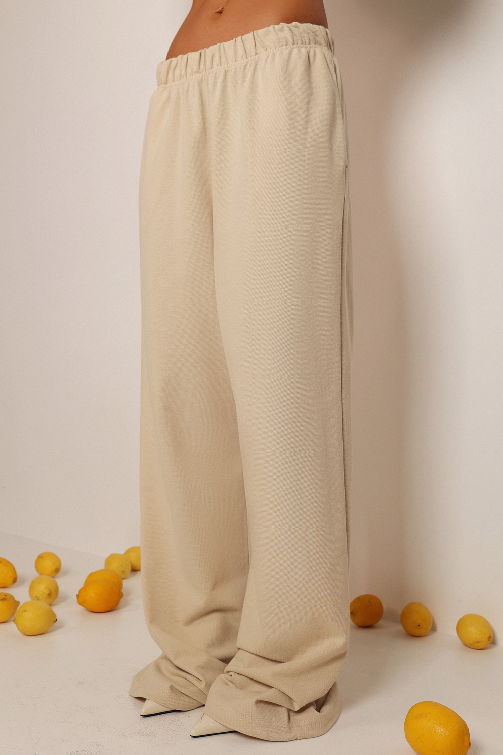 Брюки из пике на тонкой резинке