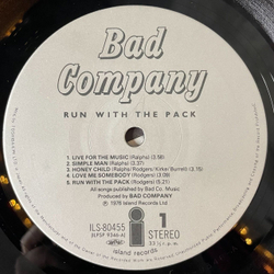 Винтажная виниловая пластинка LP Bad Company Run With The Pack (Japan 1976) (Obi) Do Right By Your Woman