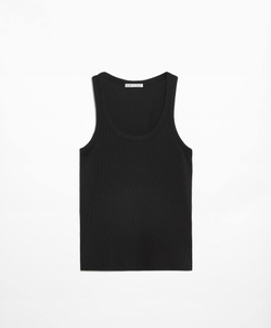 Oysho Топ на бретелях в рубчик, черный