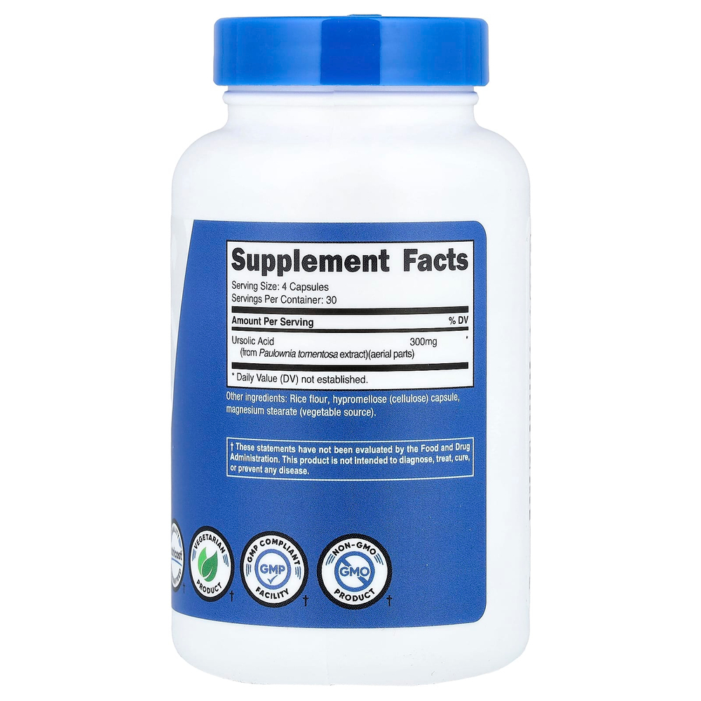 Nutricost, Performance, урсоловая кислота, 120 капсул (75 мг в 1 капсуле)