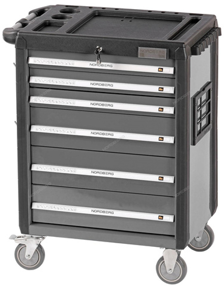Тележка инструментальная, 6 выдвижных ящиков, серая NORDBERG T6N(G)