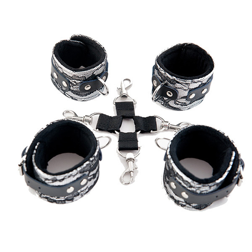 Серебристый кружевной бондажный комплект ToyFa Marcus 714001