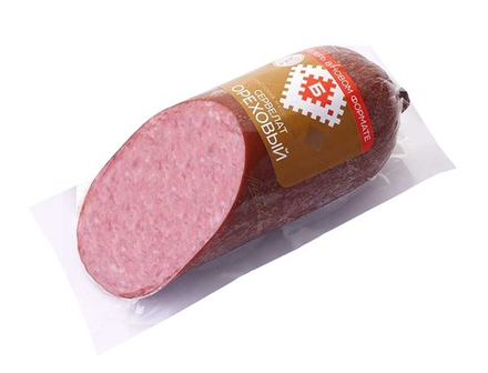 Колбаса варено-копченая "Сервелат Ореховый" 400г. Брестский МК