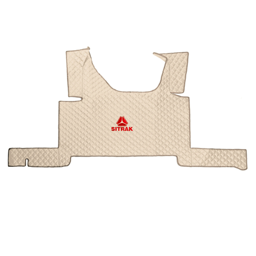 Ковры Sitrak MAX (экокожа, бежевый, бежевый кант, красная вышивка)