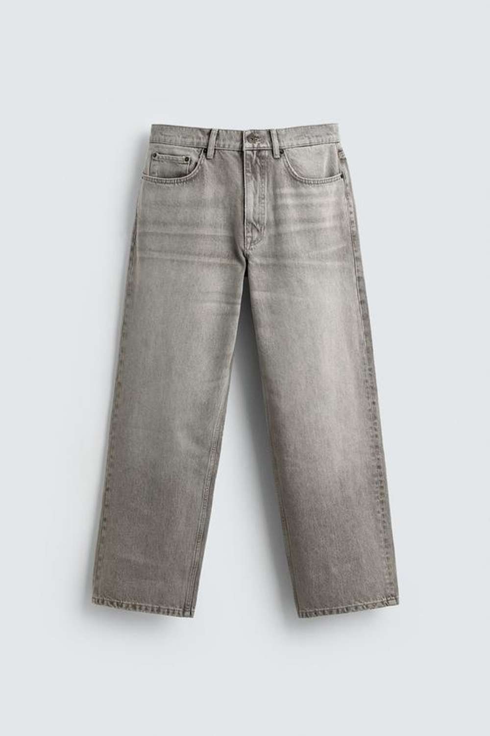 ZARA ДЖИНСЫ BAGGY FIT, СЕРЫЙ