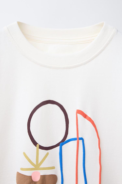 ZARA ФУТБОЛКА С ПРИНТОМ, БЕЛЫЙ