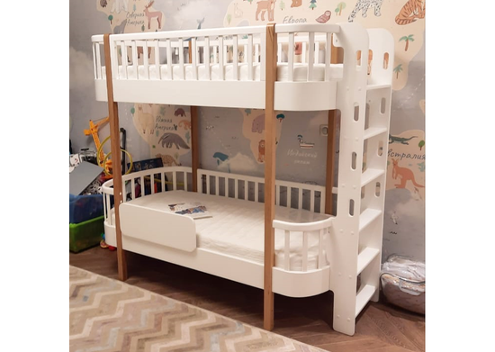 Кровать двухъярусная Classic торцевая лестница (белый)