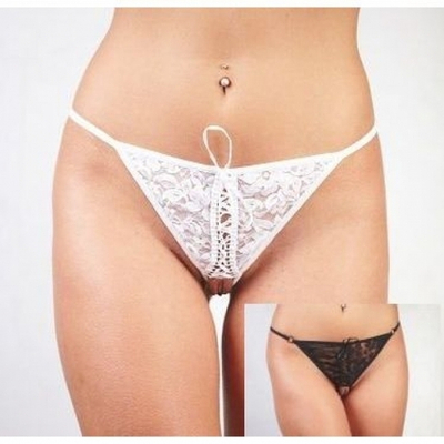 Стринги белые кружевные со шнуровкой (Цвет: белый)