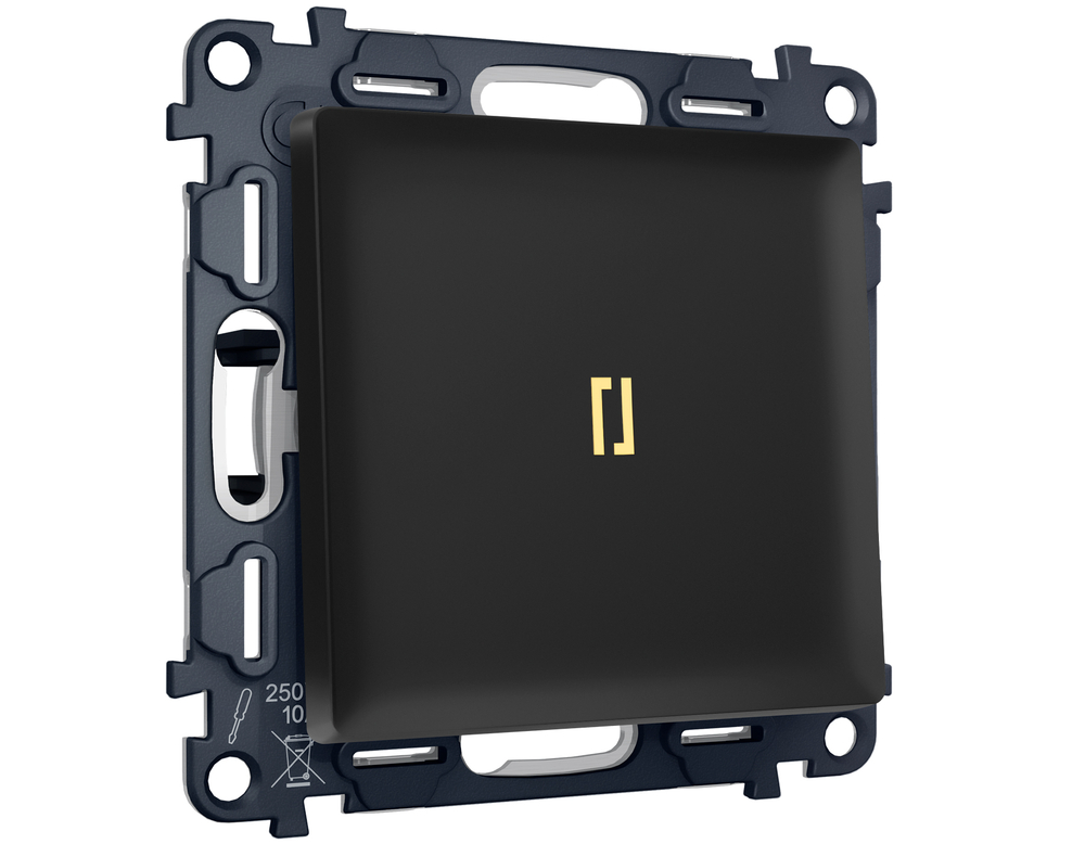 MA802030 Комплект механизма 1-кл проходного выключателя с подсветкой 3200K ALFA Черный матовый QUANT (AP8020, VM105, G22Y)