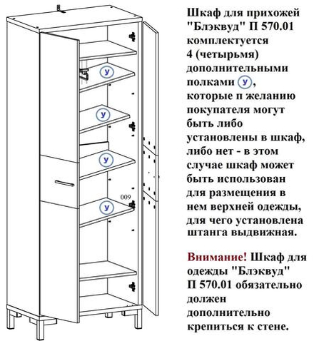 Шкаф для прихожей «Блэквуд Лофт» П3.0556.3.31