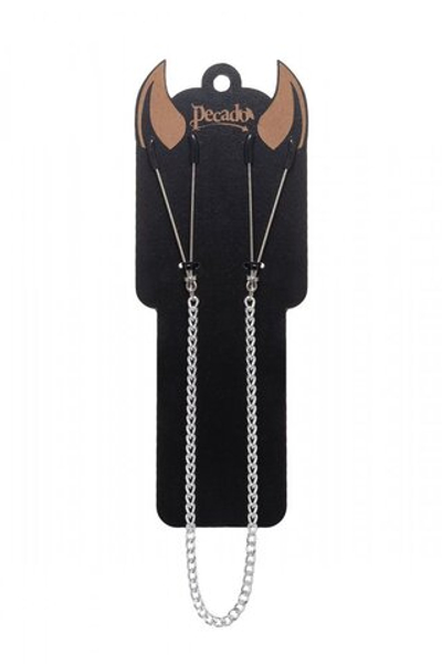 Зажимы на соски Pecado на цепочке серебро