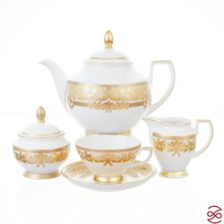 Чайный сервиз на 6 персон Falkenporzellan Natalia creme gold 17 предметов