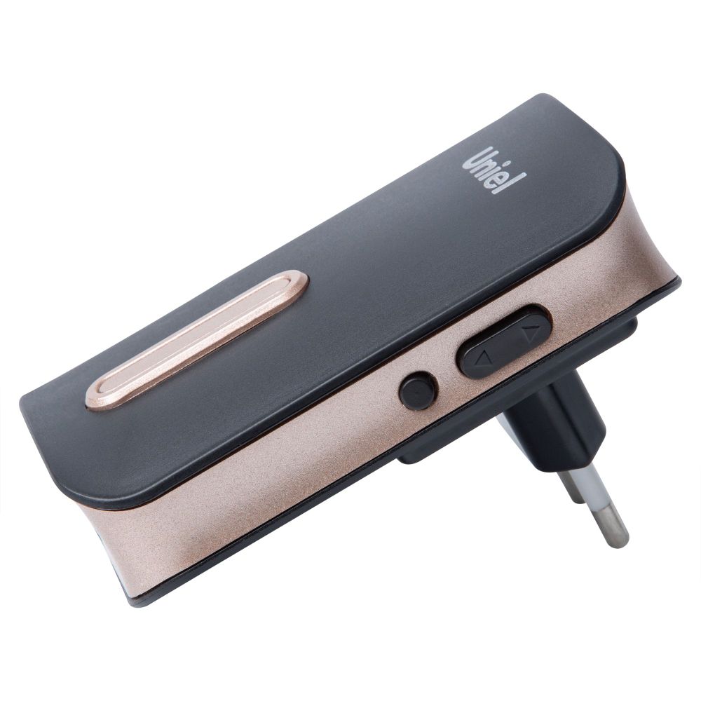 UDB-095W-R1T1-38S-BL-GL Звонок электронный. 220В. Радиус действия 150 м. Черный с золотистым. ТМ Uniel