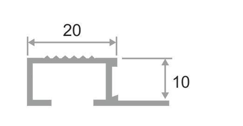 Алюминиевый профиль ПО-П10х20 2700 мм