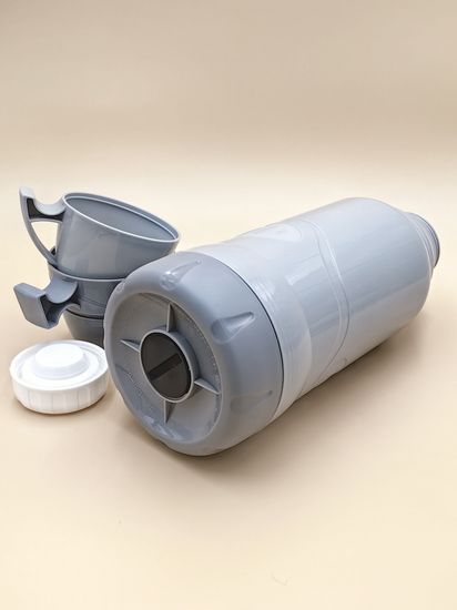 Термос 1,8 л. со стеклянной колбой Kamille KM 2032 пластиковый, 2 чашки