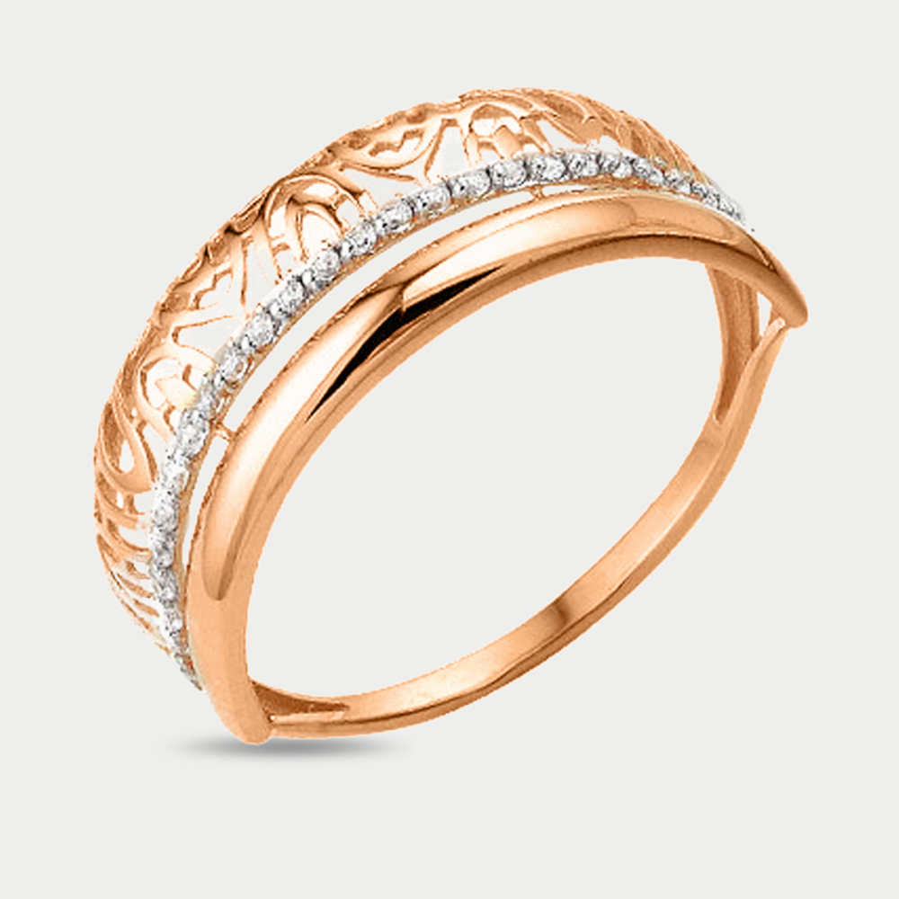 Кольцо для женщин из розового золота 585 пробы с фианитами (арт. 70046100)