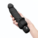 Черный вибратор-реалистик с клиторальными лепестками 7 Realistic Vibrator - 21,5 см. (Цвет: черный)