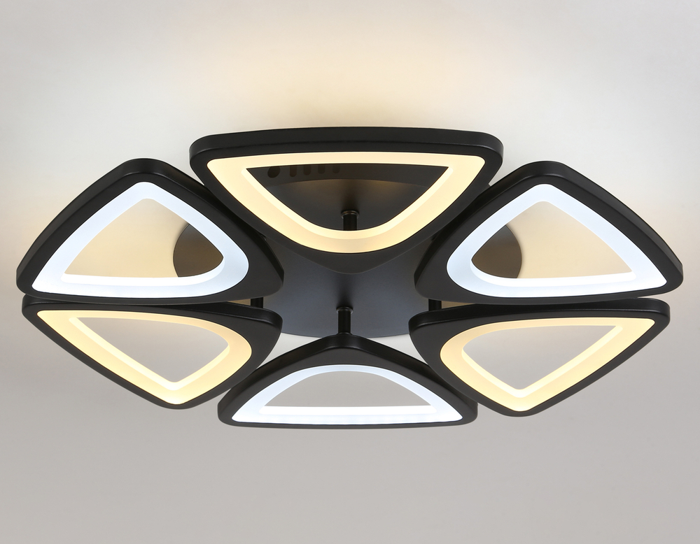 Светильник потолочный светодиодный с пультом FA4495/6 BK черный 84W 4200K/3000K+6400K/6400K+3000K D450*80 (ПДУ ИК)