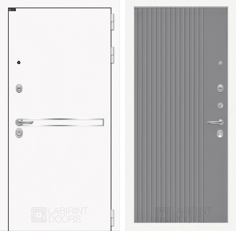 Дверь Входная Лабиринт Лайн WHITE 29 Серый софт рельеф металлическая
