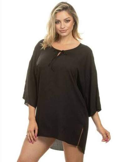 Пляжная туника с завязками на горловине (Размер: L) (Цвет: бордовый)