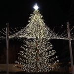 Светодинамическая елка ствольная со скамейкой, встроенная гирлянда: Холодный свет - "Лесная" (Литая хвоя) 6 м