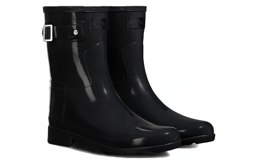 HUNTER Refined Waterproof Abrasion Resistant Cushioning Rain Boots Women"s Black