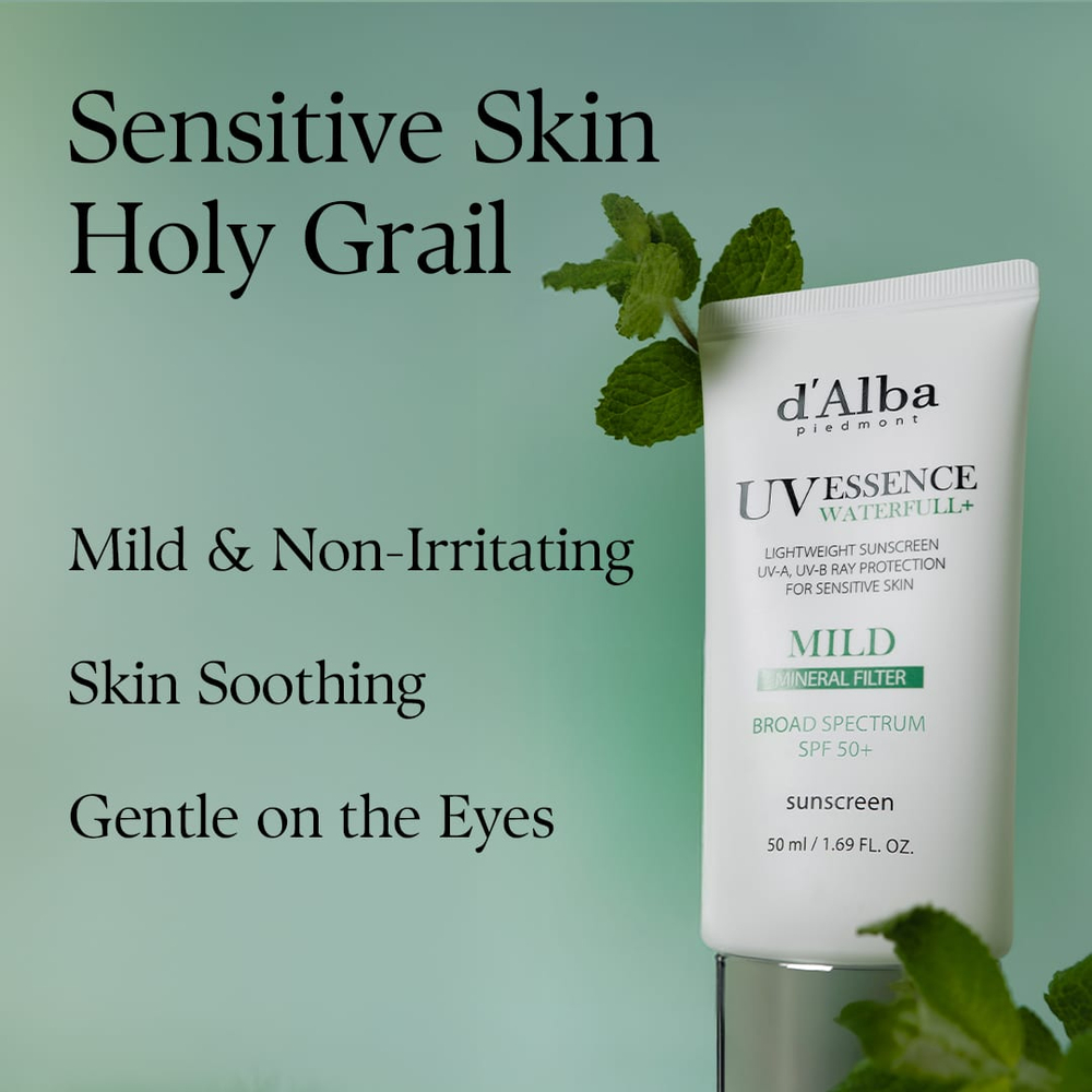 d'Alba, UV Essence Waterfull+, солнцезащитное средство на водной основе, бережное воздействие, SPF 50+, 50 мл (1,69 жидк. унции)