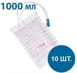 Мешок для сбора мочи 1000 мл трубка 90 см с крестовым краном UNICORNmed