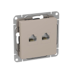 Механизм розетки RJ45 - 2шт, (cat6), кремовый Эпика EKF