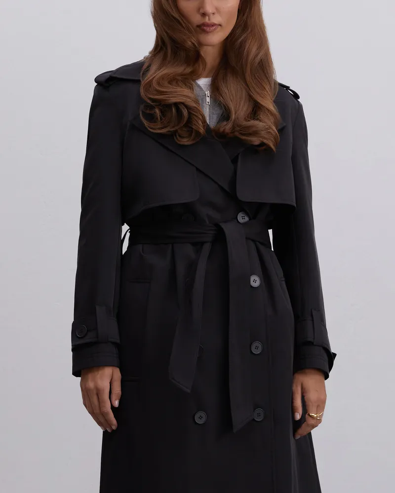 Черный тренч их хлопка с поясом