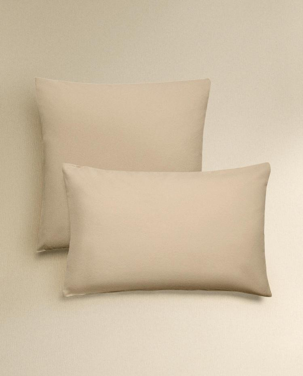 ZARA HOME ХЛОПКОВАЯ НАВОЛОЧКА ИЗ РЕЛЬЕФНОЙ ТКАНИ, БЕЖЕВЫЙ
