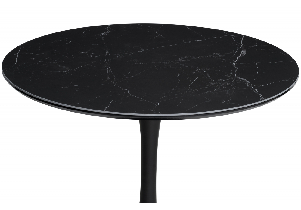 Керамический стол Woodville Тулип 90х74 черный мрамор,  черный, ножки черные