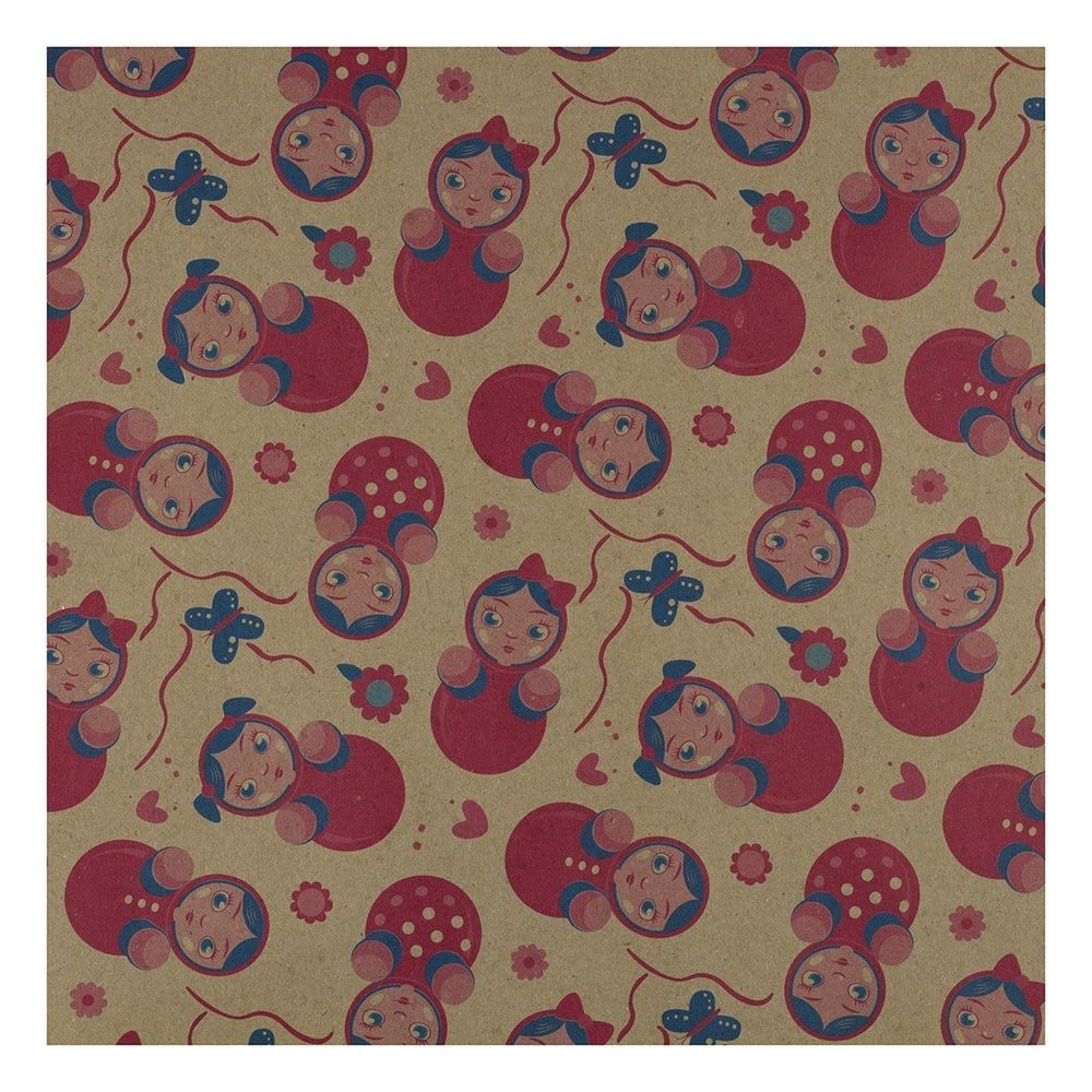 Упаковочная бумага крафт 100 х70 см. ( 20 шт.) Квадра "Неваляшка"